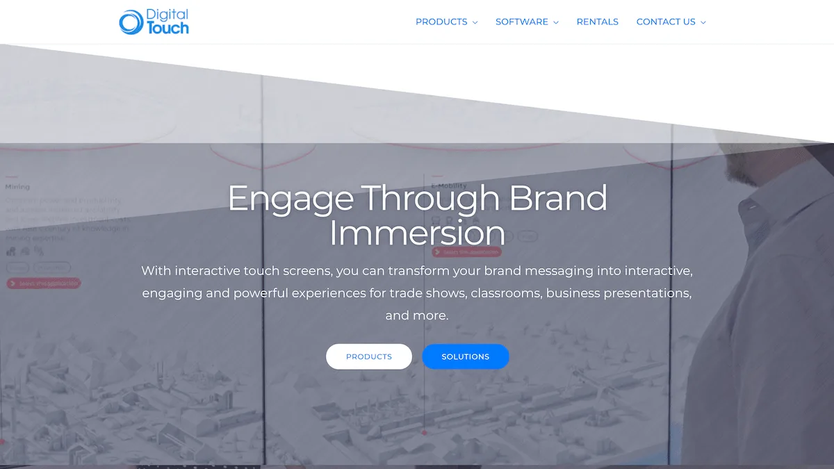 Digital Touch Systems website featuring interactive display installations.