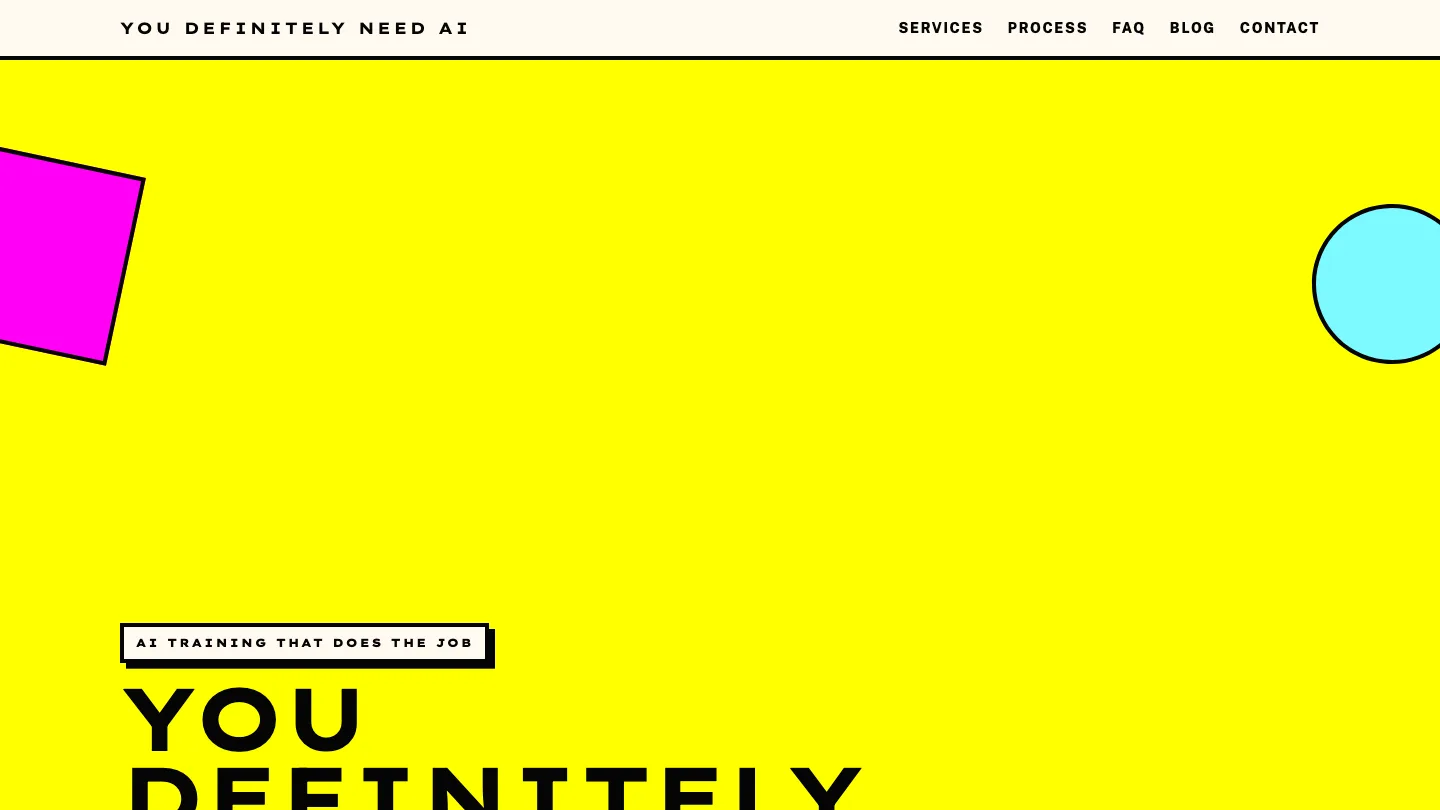Homepage screenshot for You Definitely Need AI.
