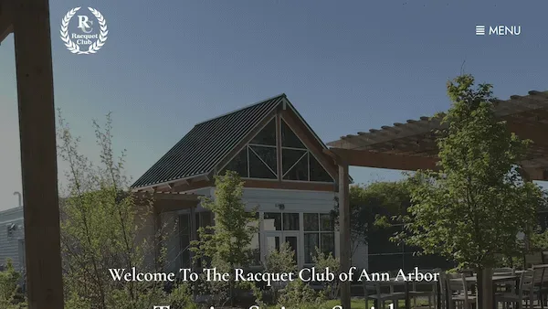 Racquet Club of Ann Arbor website featuring tennis programs and club events.