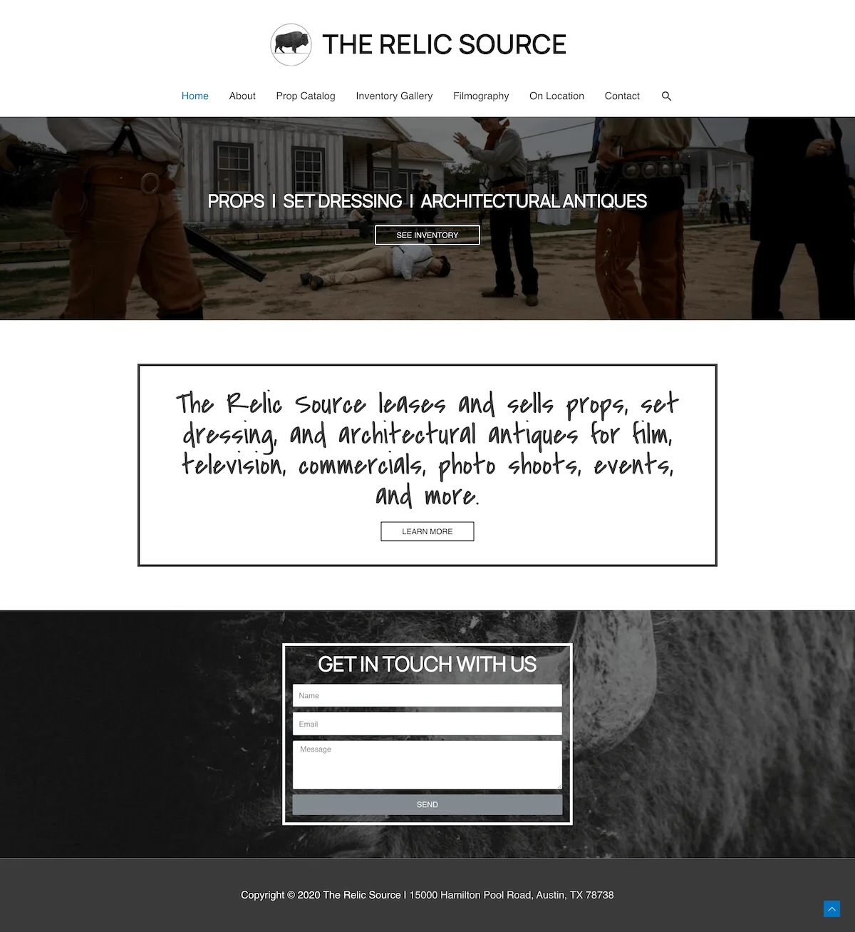 The Relic Source website featuring antiques and collectibles inventory.