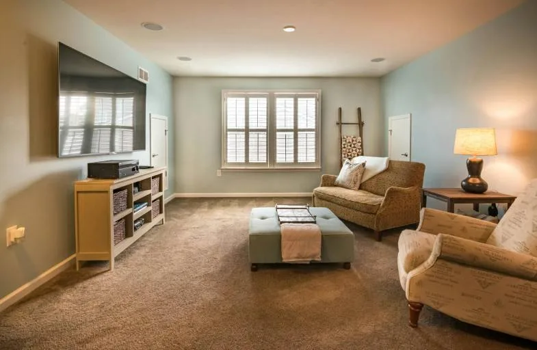 Living room with freshly cleaned carpet featured on the Metro-Cleaning website.