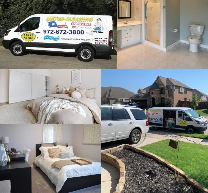 Metro-Cleaning service van and home cleaning collage from the company website.